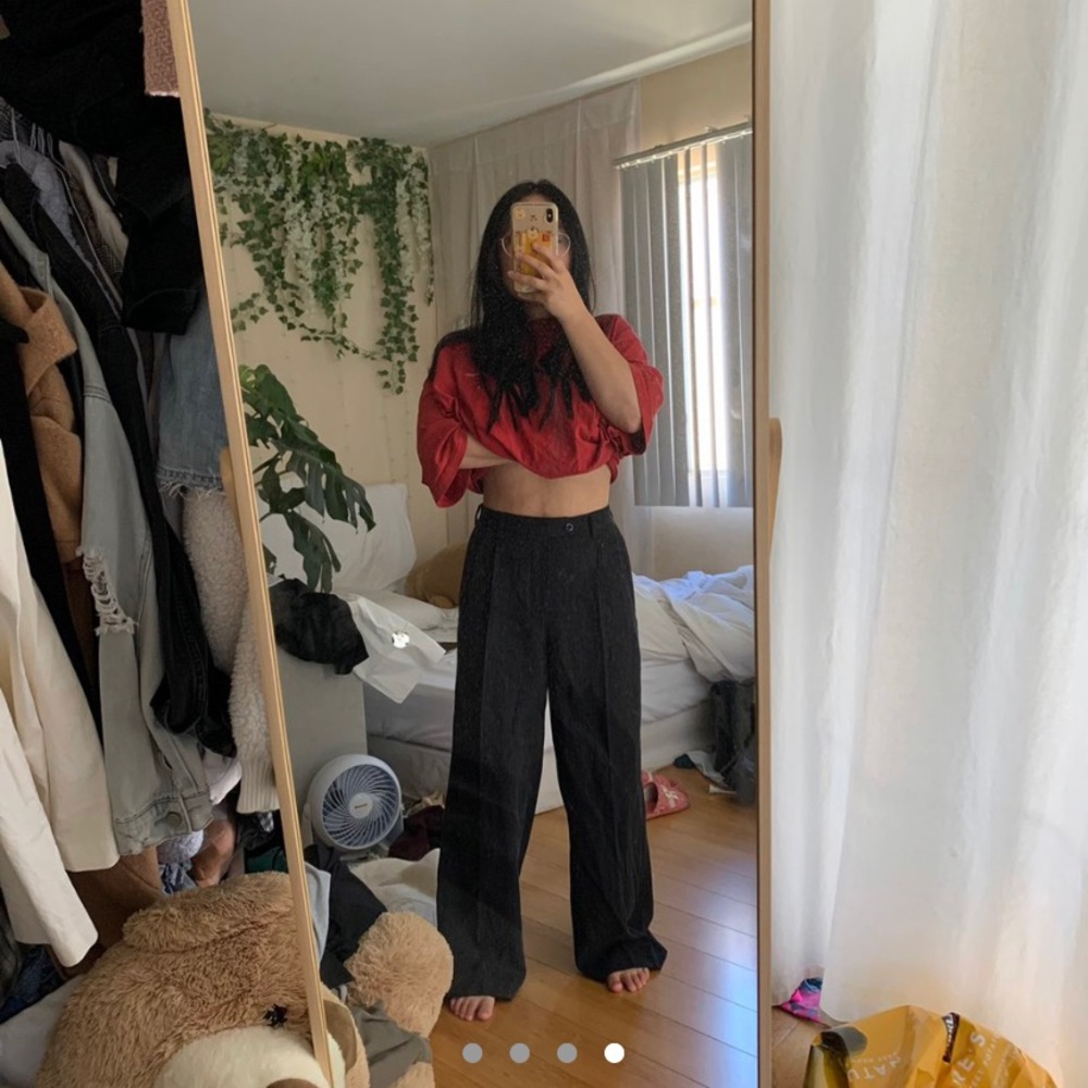 COPY - High waist pleated Dark Gray pants